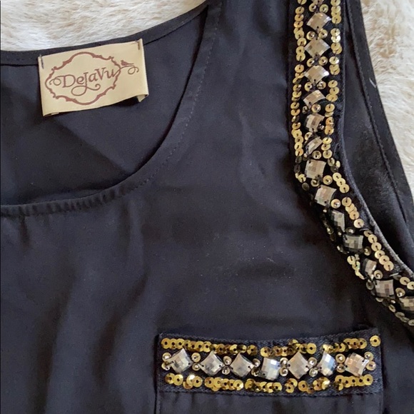 Deja Vu black high/low blouse with sequins - Picture 3 of 5